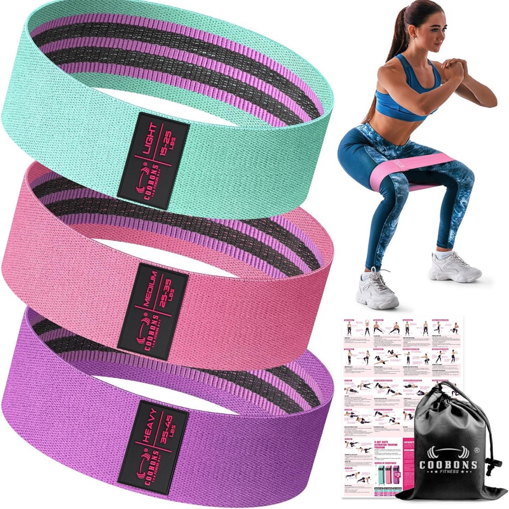 Resistance Workout Bands Set  Pink Purple Green